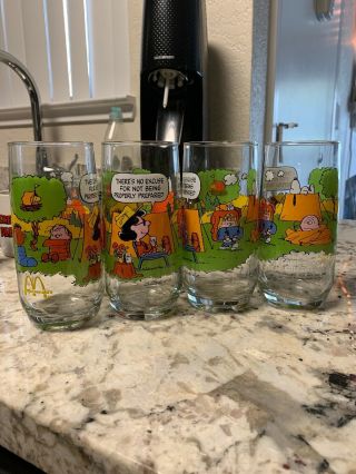 Set Of 4 Collectible Mcdonald’s X Camp Snoopy Tumblers Vintage.