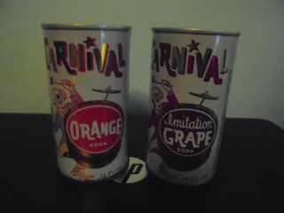 Vintage Carnival Soda Cans.  Orange & Grape.