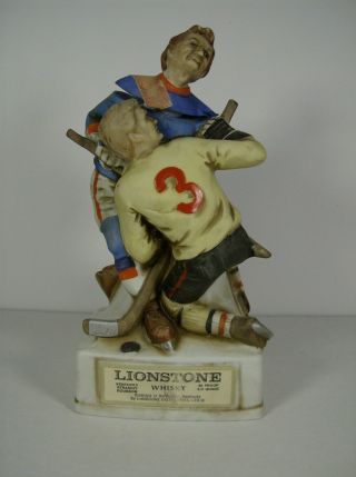 Vintage Lionstone Hockey Theme Whiskey Decanter Limited Edition 1974 Empty