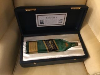 Johnnie Walker Blue Label Large Lined Box & Carrying Case Empty Bottle 1.  75 L