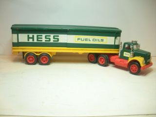 Vintage Hess Fuel Oils Tractor Trailer With 2 Barrels,  75 Or 76 ?