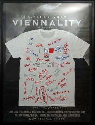 Framed Viennality Charity Shirt Signed By Players And Casters