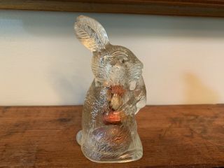 Rabbit Eating A Carrot Glass Candy Container With Candy