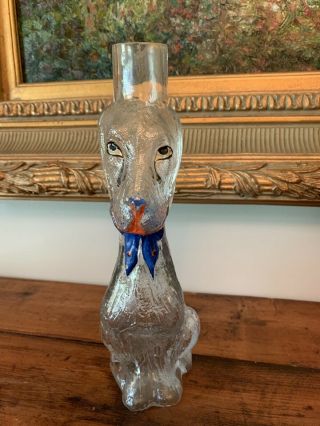 Cambridge Glass Large Sad Dog Candy Container Or Whisky Bottle