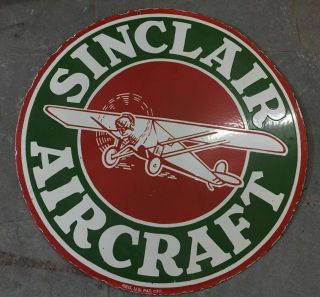 Porcelain Sinclair Aircraft Enamel Sign Size 30 " Round Double Sided