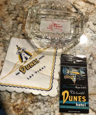 Vintage Dunes Hotel Casino Las Vegas Ashtray Matches And Napkin