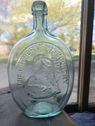Quart Green Aqua Washington Taylor Historical Flask Hinge Mold Dyottville