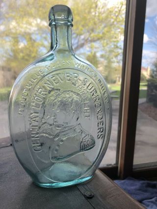 Quart Green Aqua Washington Taylor Historical Flask Hinge Mold Dyottville 2