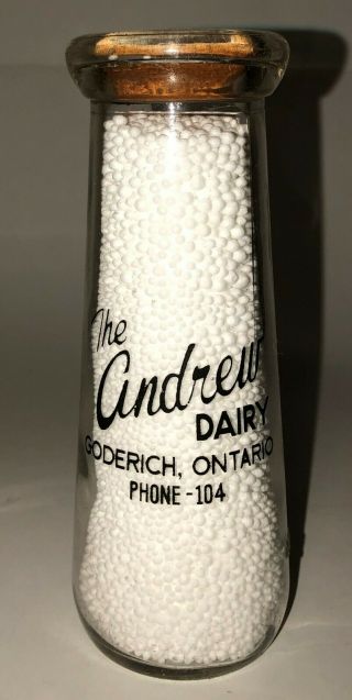 The Andrew Dairy - Goderich,  Ontario - 1/2 Pint Tapered Chocolate Milk Bottle