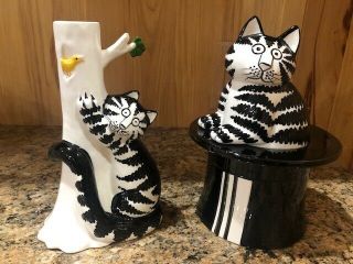 Sigma Kliban Black/white Cat Intop Hat Cookie? Jar & Candle Holder Ceramic