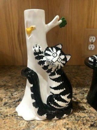 Sigma Kliban Black/White Cat InTop Hat Cookie? Jar & Candle Holder Ceramic 3