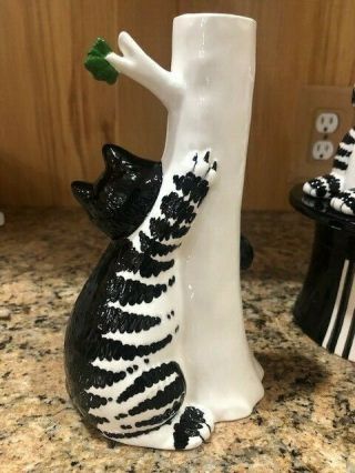 Sigma Kliban Black/White Cat InTop Hat Cookie? Jar & Candle Holder Ceramic 4