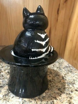 Sigma Kliban Black/White Cat InTop Hat Cookie? Jar & Candle Holder Ceramic 7