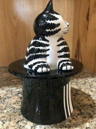 Sigma Kliban Black/White Cat InTop Hat Cookie? Jar & Candle Holder Ceramic 8