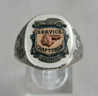Pontiac Service Craftsman Sterling Ring Native American Chief Sz 11.  5;h396