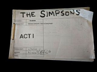 Simpsons Production Homer Simpson,  This Is Your Wife Storyboard 59 Pgs