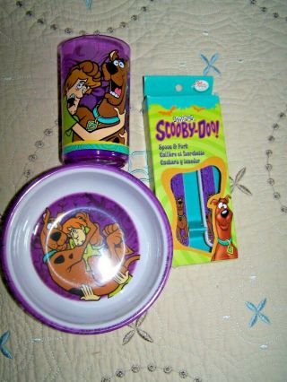 1998 Hanna - Barbera & Cartoon Network Scooby - Doo Tumbler,  Bowl With Spoon & Fork