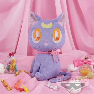 Sailor Moon Purple Luna Cat Plush Doll Ribbon Style Banpresto