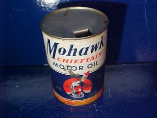 1950s MOHAWK CHIEFTAIN 1qt MOTOR OIL Advertising TIN 2