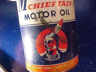1950s MOHAWK CHIEFTAIN 1qt MOTOR OIL Advertising TIN 3