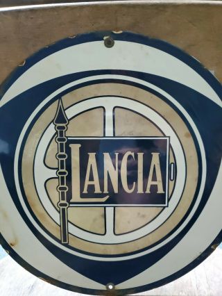 Lancia Car Dealership Porcelain Sign Gas And Oil