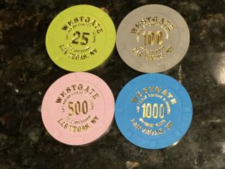 Set Of Four Westgate No Cash Value Tournament Chips