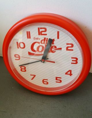 1990 Diet Coke Coca Cola Battery Operated Wall Clock 14 "