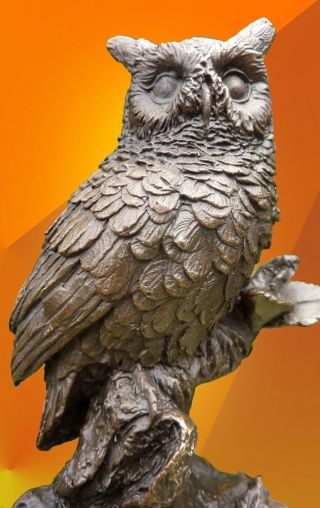 Bronze Owl,  On Branch Statue Figurine Figure Bird Hot Cast Sculpture