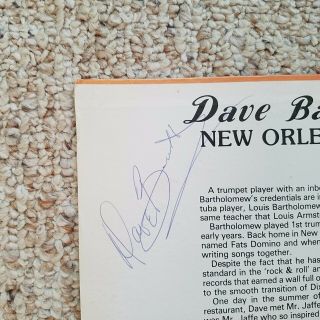 Dave Bartholomew 33rpm Broadmoor Lp - 1201 Orleans Jazz Band Signed Autograph