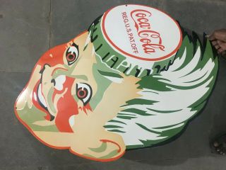 Porcelain Coca Cola Enamel Sign 36 X 28 Inches Pre - Owned