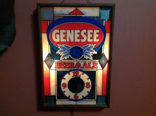 Genesee Beer & Ale Lighted Clock Wall Sign Very Rare