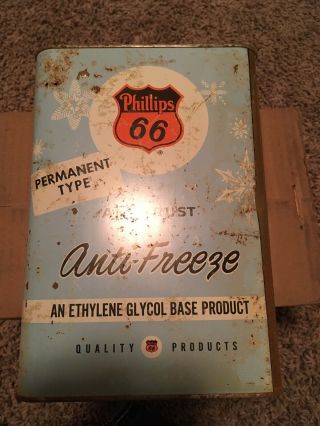 Vintage Phillips 66 Anti - Freeze 1 Gallon Can Snowflake