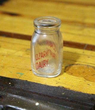 Vintage Dairy Milk Bottle,  Ozark Dairy,  Mini Promo Salesman Sample Glass Old