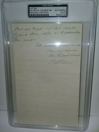 Oliver Wendell Holmes,  Sr.  Signed Letter,  January 31,  1877,  Psa/dna Certified