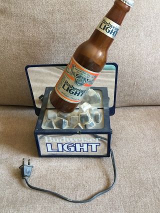 Vintage Budweiser Orange Light Lighted Ice Bar Sign Item 801 - 027