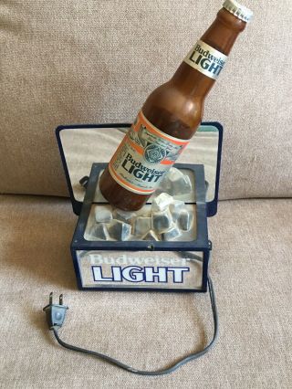 Vintage Budweiser Orange Light Lighted Ice Bar Sign item 801 - 027 3