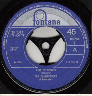 60s 70s Skinhead Reggae The Sandpebbles Ride De Donkey 1969 Uk 7 " Vinyl 45