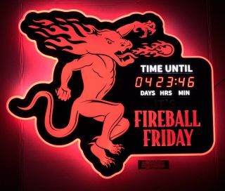 Fireball Whiskey Countdown To Fireball Friday Led Sign 20x17” Brand