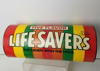 Vintage Large 12” Life Savers Candy Advertising Display Coin Bank With Metal End