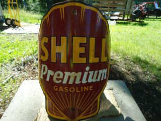 Old Curved Shell Premium Gasoline Porcelain Visible Gas Station Pump Sign