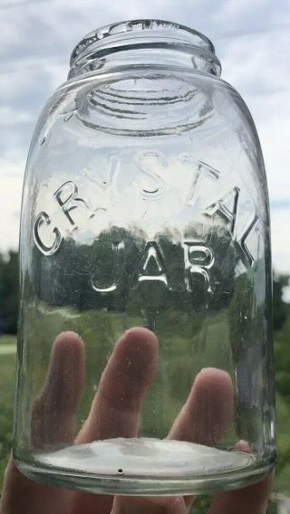 Clear Midget Pint Crystal Fruit Jar Early Ground Lip