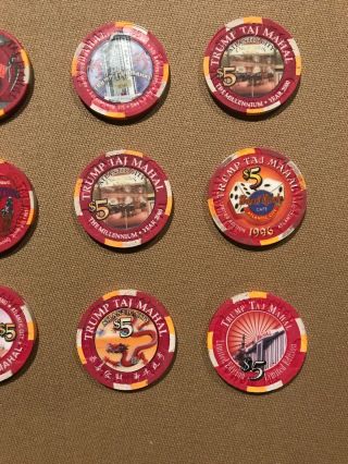 Trump Taj Mahal $5 Casino Chips Atlantic City Jersey.  From The 1980’s 3