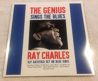 Ray Charles: " Genius Sings The Blues " :2015 3 Lp Set On Blue Vinyl - 40 Songs