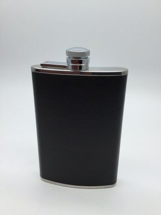 Vintage Dunhill Black Safffian Stainless Steel Flask 8oz.  Made In England