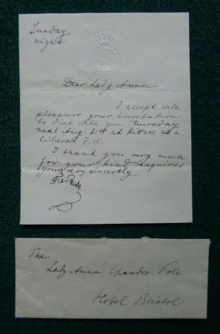 Antique Signed Letter Frederick William Grand Duke Mecklenburg - Strelitz Chandos