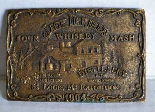 Vintage Jack Daniels Sour Whiskey Mash Belt Buckle Distillery St Louis Expo