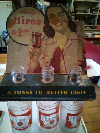 Vintage Hires Sign Root Beer Advertising Card.  Cola Coke Store Display Rare