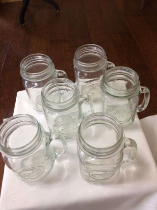 5 Vintage Golden Harvest Mason Drinking Mug W/handle Pint Glass Canning Jar