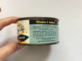 VINTAGE Nine 9 - LIVES 1959 FIRST YEAR Cat Pet Food Tin Can Paper Label RARE 4