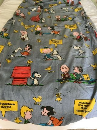 Vintage Peanuts Charlie Brown And Snoopy Twin Size Fitted Bed Sheet